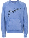 Balmain Signature Print Hoodie - Blue