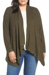 Bobeau Amie Waterfall Cardigan In Military Green