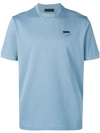 Prada Logo Badge Cotton T-shirt In Blue