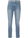 Re/done Blue High-rise Ankle Crop Jeans