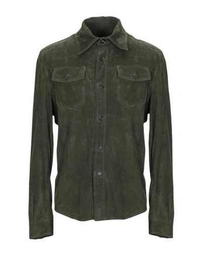 Isaia Solid Color Shirt In Military Green