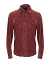 Isaia Solid Color Shirt In Brick Red