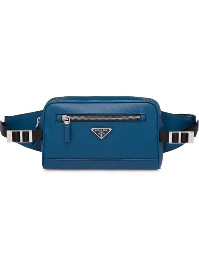 Prada Saffiano Leather Belt Bag In Blue