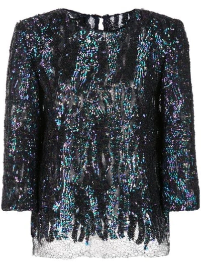 Haney Anja Sequined Blouse In Blue