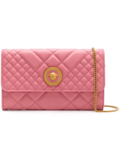 Versace Quilted Clutch In Pink