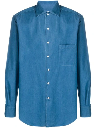 Loro Piana Chest Pocket Chambray Shirt In Blue