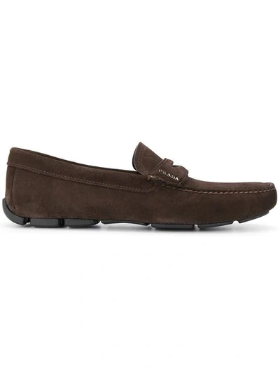 Prada Suede Loafers In Brown
