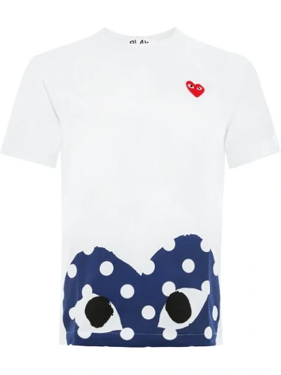 Comme Des Garçons Play Comme Des Garcons Play Polka Dot Hem Heart Tee In White