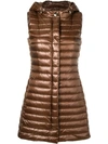Herno Zipped Padded Gilet In Brown