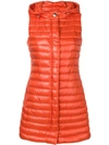 Herno Hooded Zipped Gilet In Orange