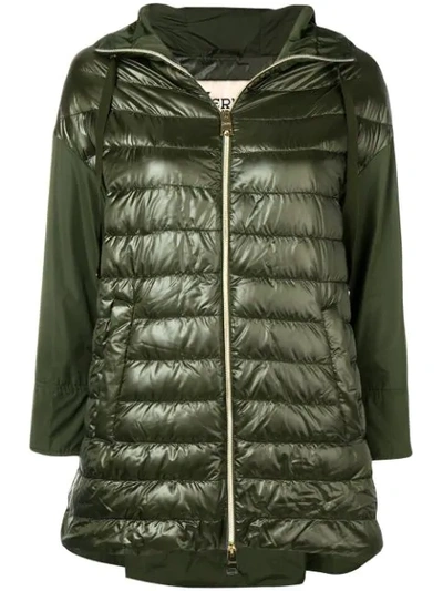 Herno Hooded Padded Jacket In Green