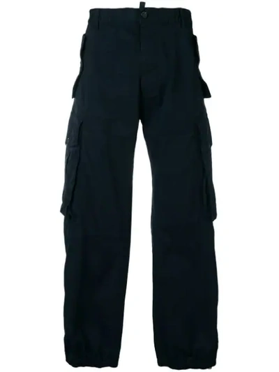 Dsquared2 Wide Leg Cargo Trousers In Blue