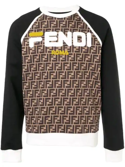 Fendi Ff Print Sweatshirt In Black