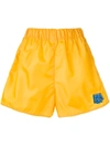 Prada Logo Shorts In Yellow