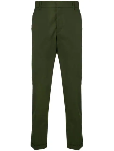 Prada Pleated Tailored Trousers In Green