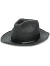 Emporio Armani Woven Trilby Hat In Black