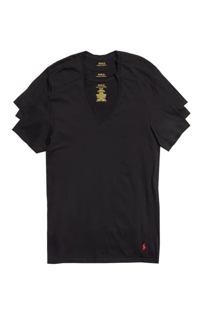 Polo Ralph Lauren 3-pack V-neck Undershirts In Black