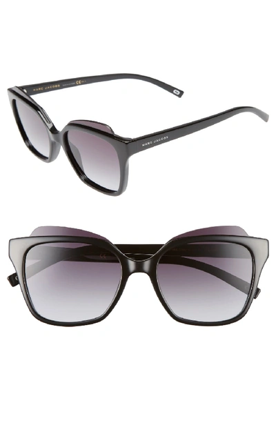 Marc Jacobs Women's Square Sunglasses, 53mm In Shiny Black