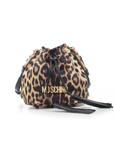 Moschino Logo Plaque Bucket Bag In Multicolor