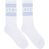 Versace Men's Athletic Band Socks In I4m0 Wht/bl