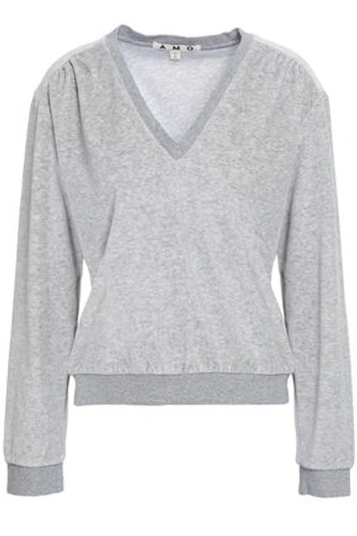 Amo Woman Mélange Velour Top Light Gray