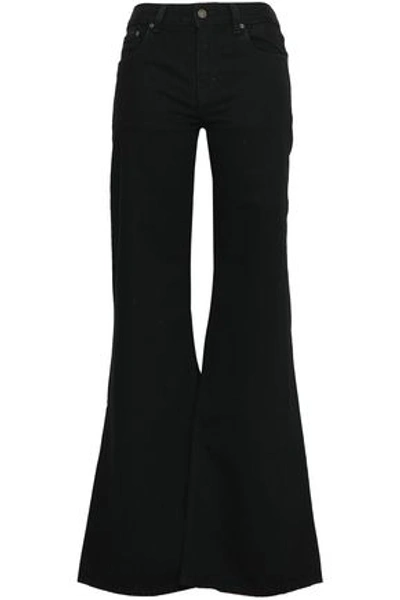 Rockins Loon Mid-rise Wide-leg Jeans In Black