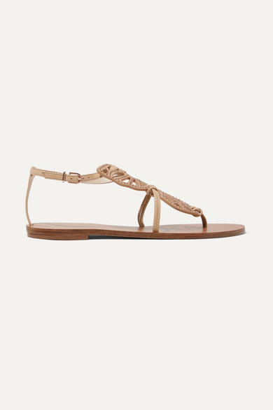 Sophia Webster Bibi Butterfly Studded Leather Thong Sandals In Neutral |  ModeSens