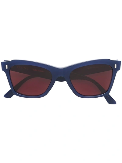 Celine Eyewear 有色镜片方框太阳眼镜 - 蓝色
