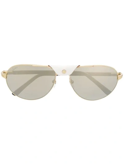 Cartier Santos De  Aviator-frame Sunglasses In 金色