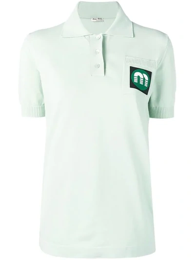 Miu Miu Logo Polo Shirt In Green