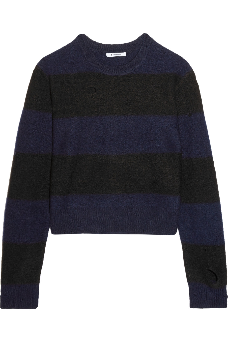 Alexander Wang T Distressed Striped Wool Sweater | ModeSens