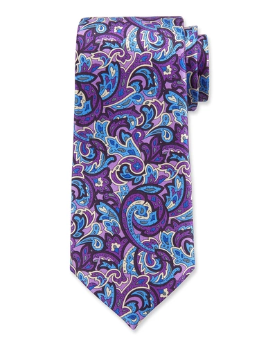 Ermenegildo Zegna Men's Paisley Silk Tie, Purple