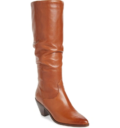 Frye Women's Lila Leather Slouch High-heel Boots In Saddle Leather