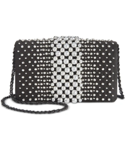 Adrianna Papell Ida Beaded Envelope Clutch In Silver/black