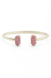 Kendra Scott Edie Druzy Stone Bangle Bracelet In Pink Rhodonite/ Gold