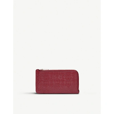 Loewe Leather Coin And Card Holder In Raspberry