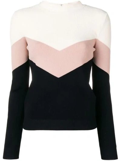 Red Valentino Ribbed Knit Panelled Sweater In Black