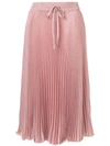 Red Valentino Drawstring Pleated Midi Skirt In Pink
