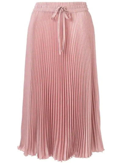 Red Valentino Drawstring Pleated Midi Skirt In Pink