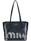 Miu Miu Sequin Logo Tote Bag In F015g