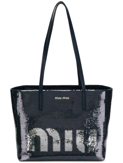 Miu Miu Sequin Logo Tote Bag In F015g