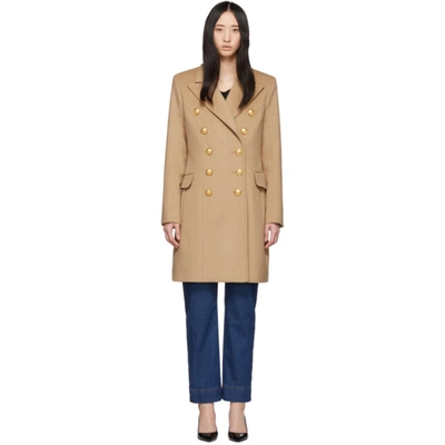 Balmain Double-breasted Wool And Cashmere-blend Coat In 8fa Camel