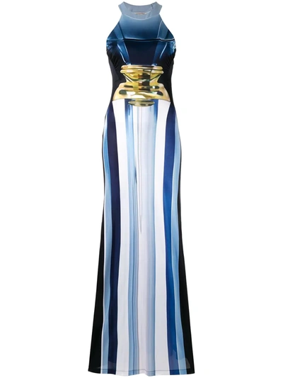 Mary Katrantzou Imaan Perfume Bottle-print Maxi Dress In Blue