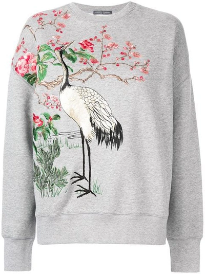 Alexander Mcqueen Japanese Embroidered Sweater In Grey