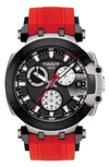 Tissot T-race Chronograph Silicone Strap Watch, 48mm In Black/red