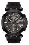 Tissot T-race Chronograph Silicone Strap Watch, 48mm In Anthracite / Black