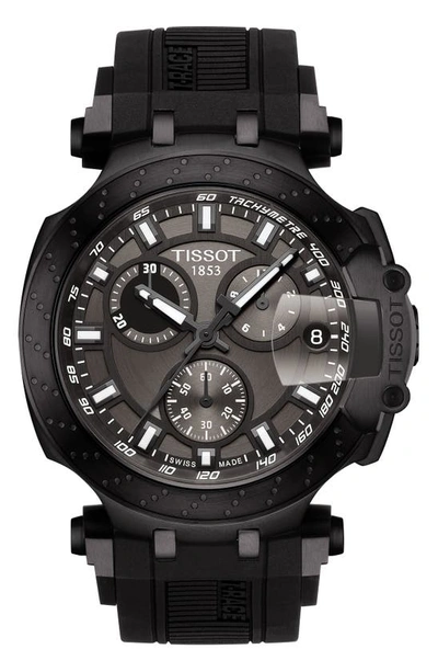 Tissot T-race Chronograph Silicone Strap Watch, 48mm In Anthracite / Black