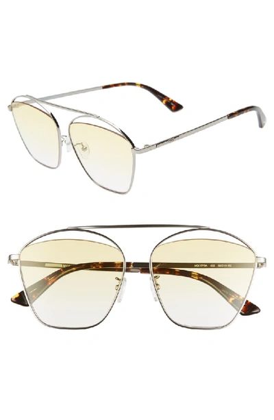 Mcq By Alexander Mcqueen Mcq Alexander Mcqueen Women's Brow Bar Aviator Sunglasses, 59mm In Ruthenium/ Yellow/ Havana