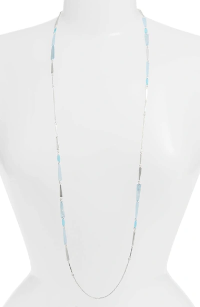 Kendra Scott Aylin Long Station Necklace In Sky Blue Mix/ Silver