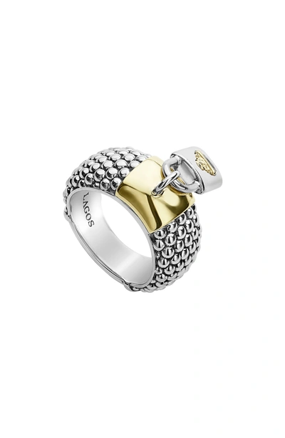 Lagos Beloved Lock Charm Band Ring In Silver